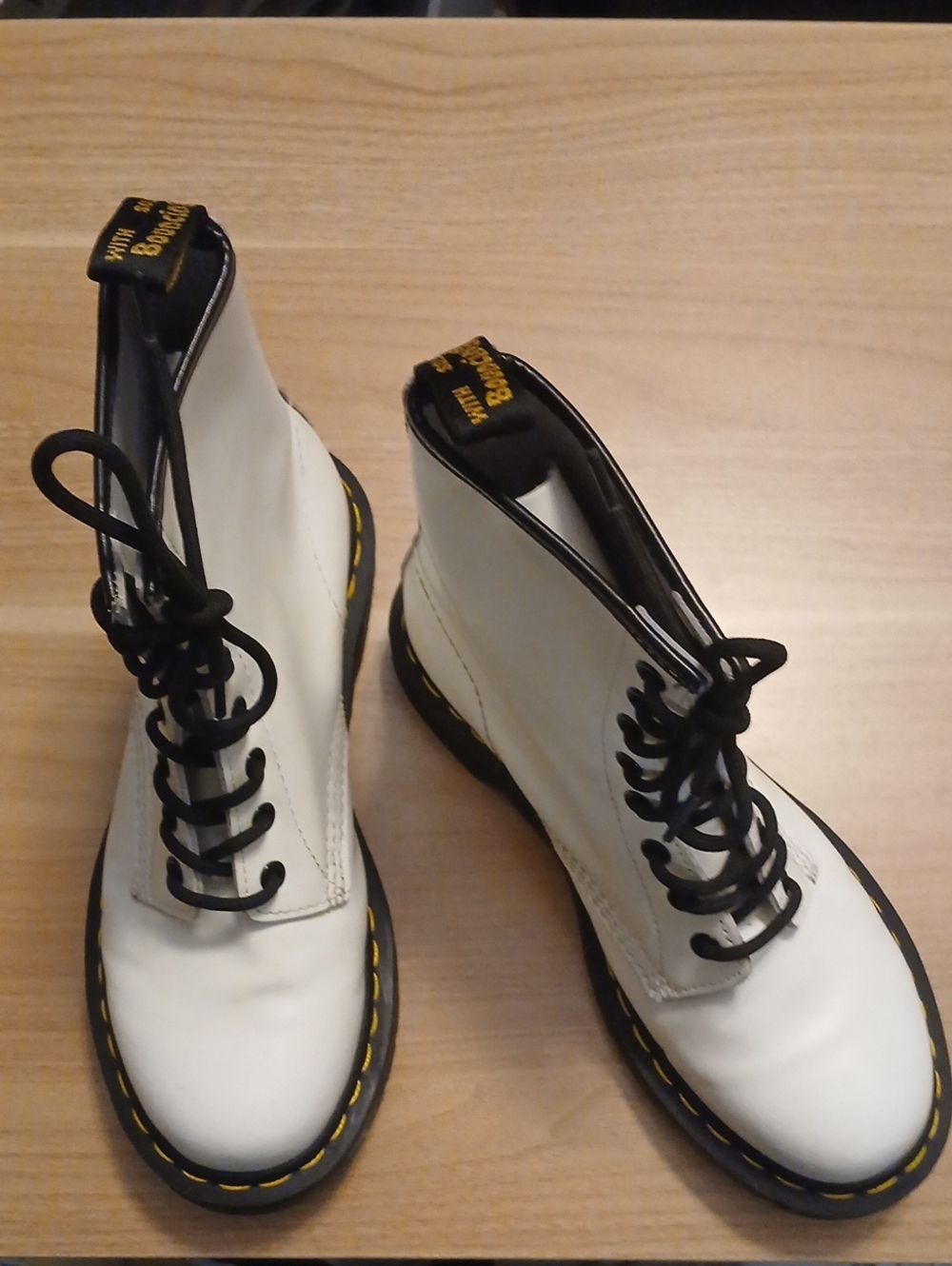 Dr. Martens White Lace Up Ankle Boots in Size 8